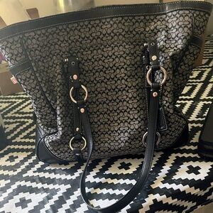 Coach Black and Gray Signature Tote